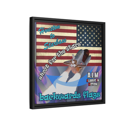 shoot for the stars - framed canvas art (grey-pink wave)