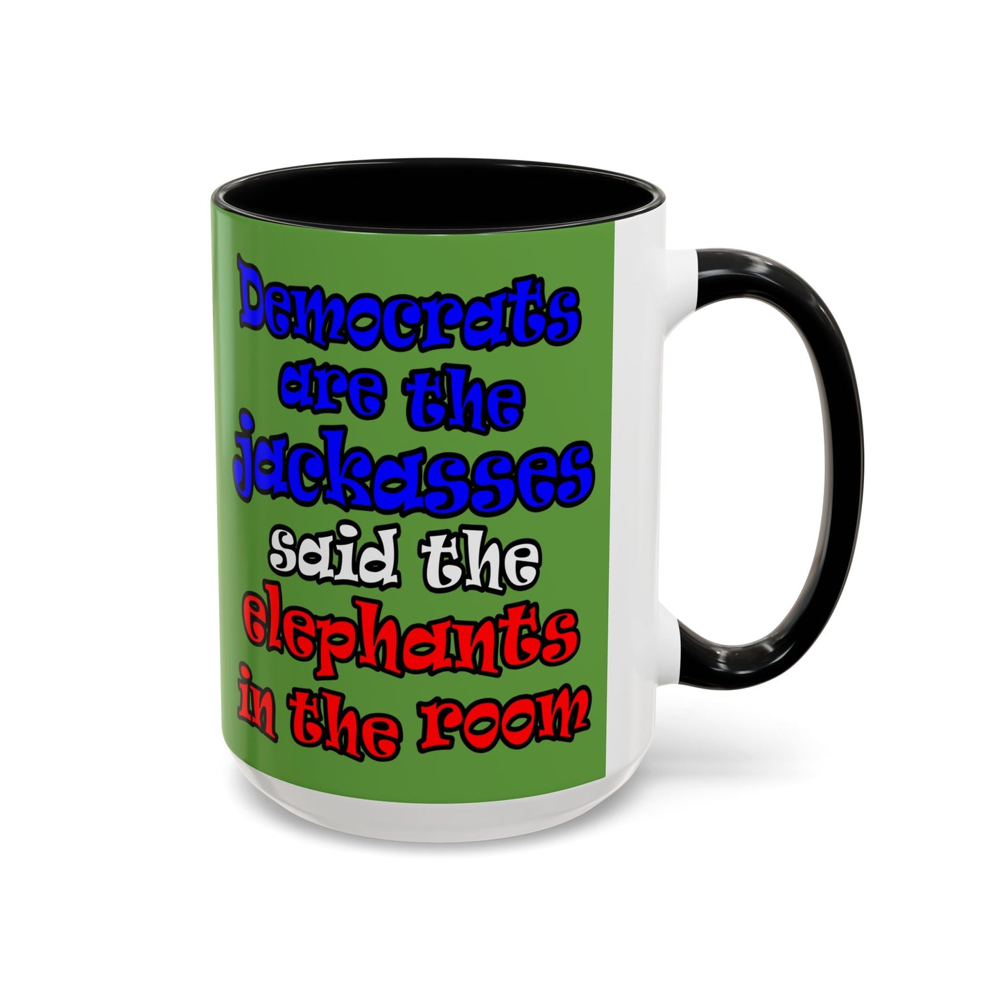 donkeys and elephants - Accent Mug (green)