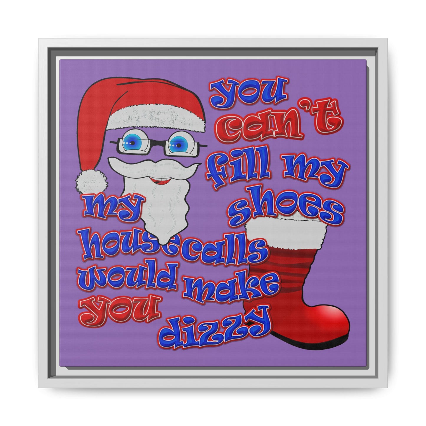santa's shoes - framed canvas art (light purple)