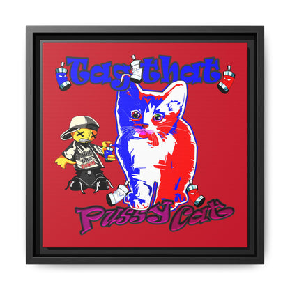 tag that - framed canvas art (dark red)