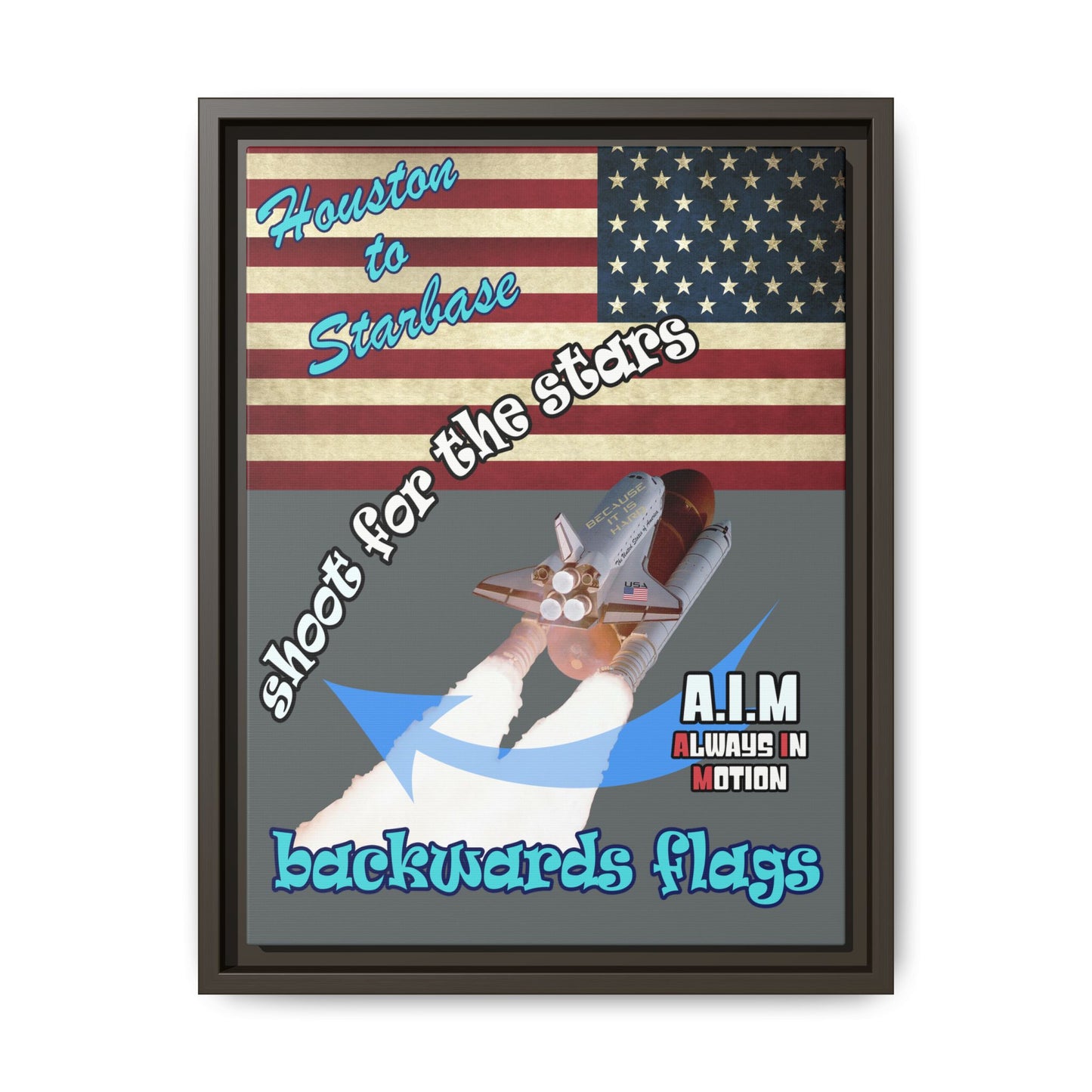 shoot for the stars - framed canvas art (dark grey)