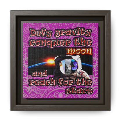 defy conquer reach - framed canvas art (pink swirl)