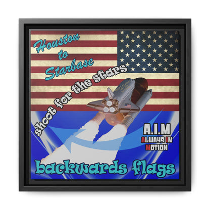 shoot for the stars - framed canvas art (blue-white wave)