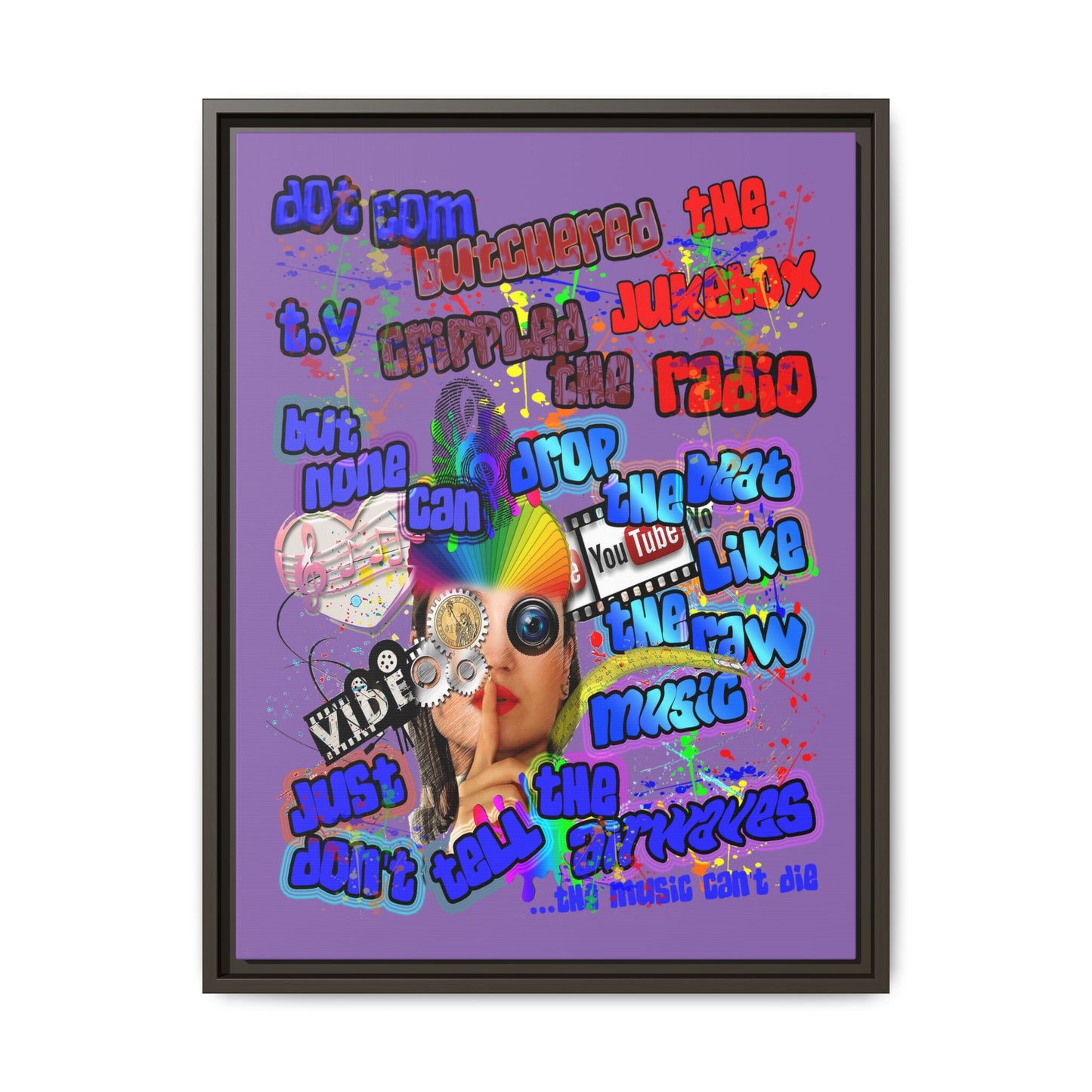 drop the beat - framed canvas art (light purple)