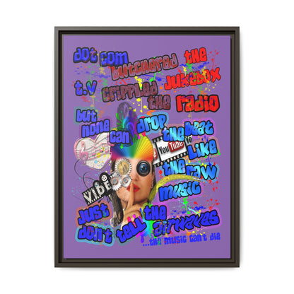 drop the beat - framed canvas art (light purple)