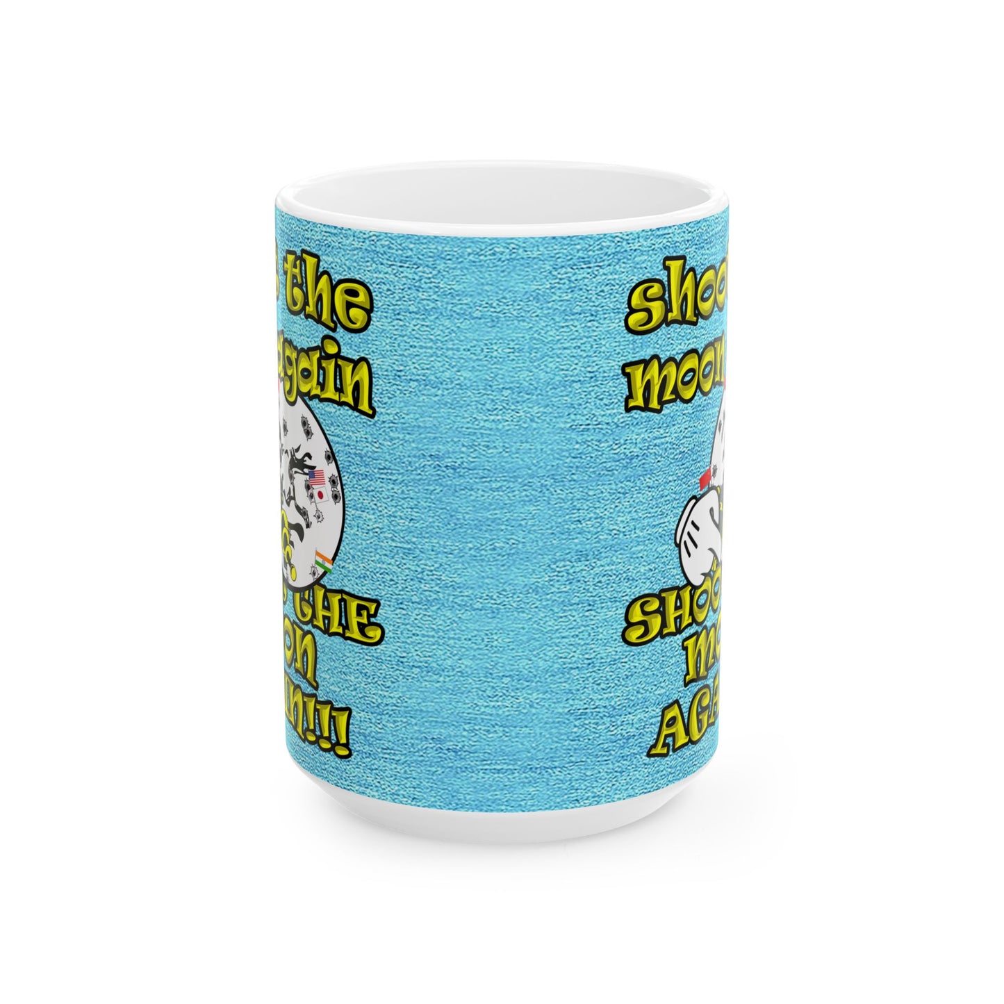 shoot the moon again - White Mug (faded blue)