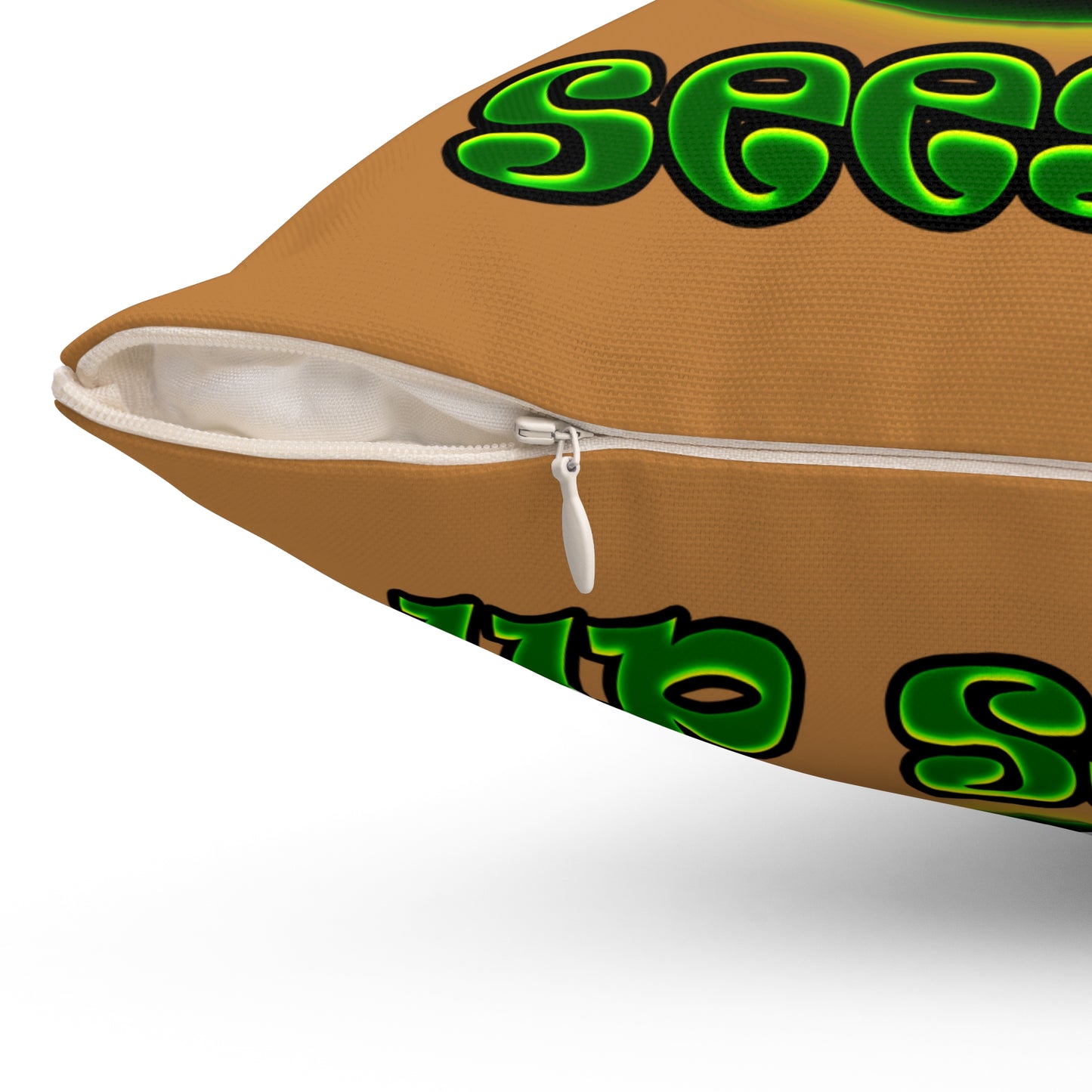 green monster - Spun Polyester Square Pillow - (light brown)