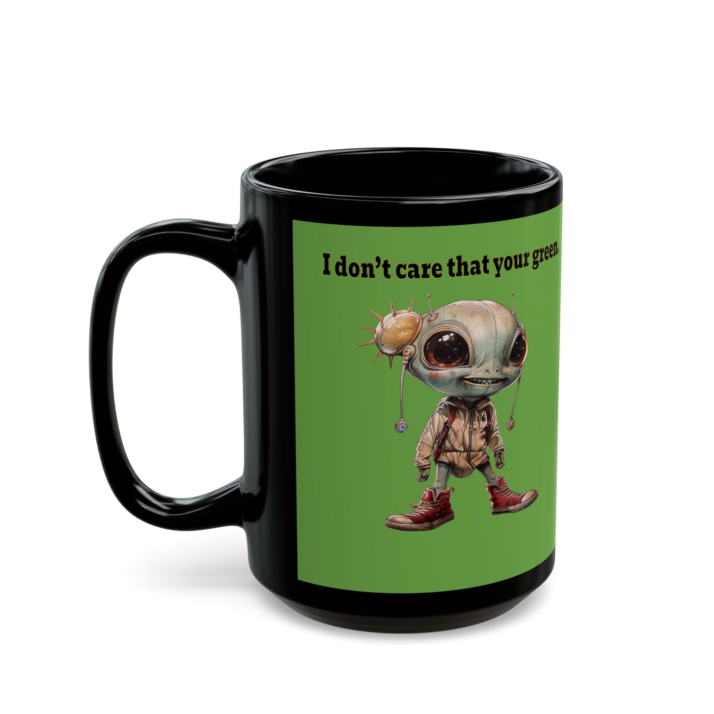 I don't care that your grey - Black Mug (green)