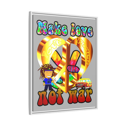 love peace - framed canvas art (light grey)