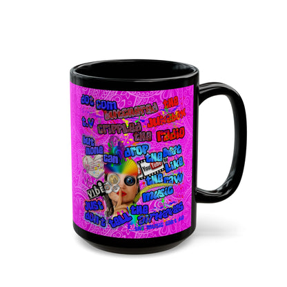 drop the beat - Black Mug (pink swirl)