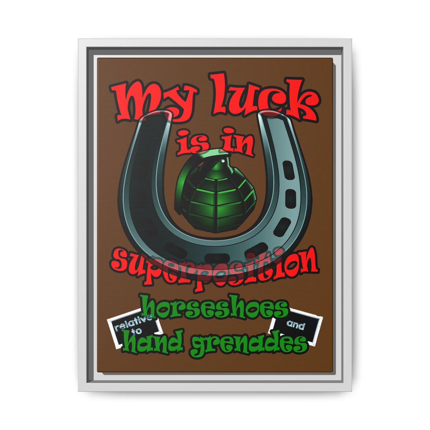 my luck - framed canvas art (brown)