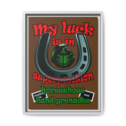 my luck - framed canvas art (brown)