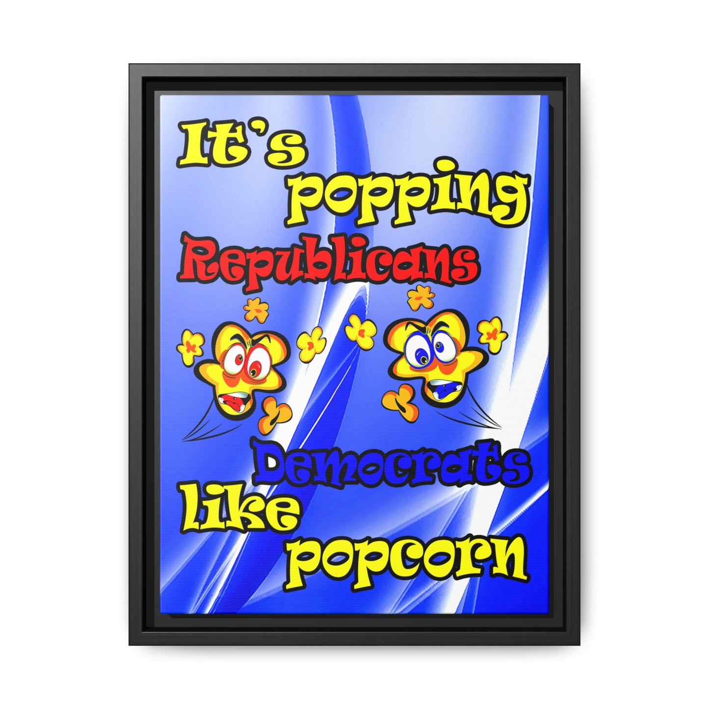 popping like popcorn - framed canvas art (blue-white wave)