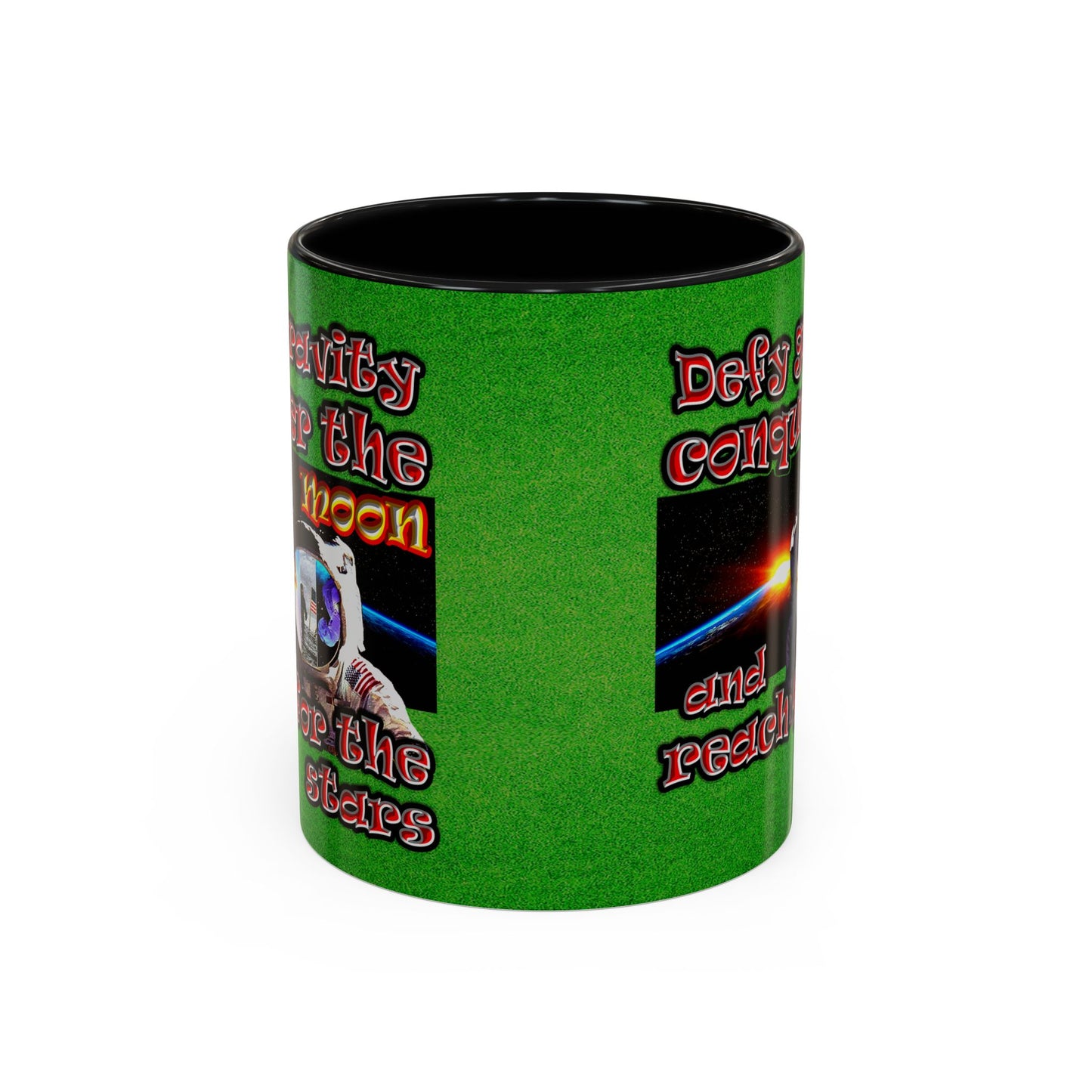 defy conquer reach - Accent Mug (green turf)