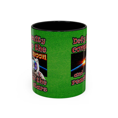 defy conquer reach - Accent Mug (green turf)