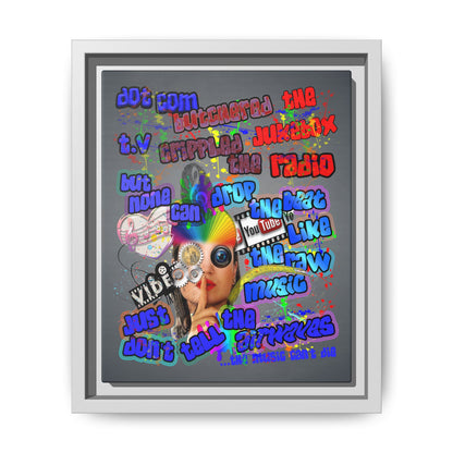 drop the beat - framed canvas art (grey-light grey)