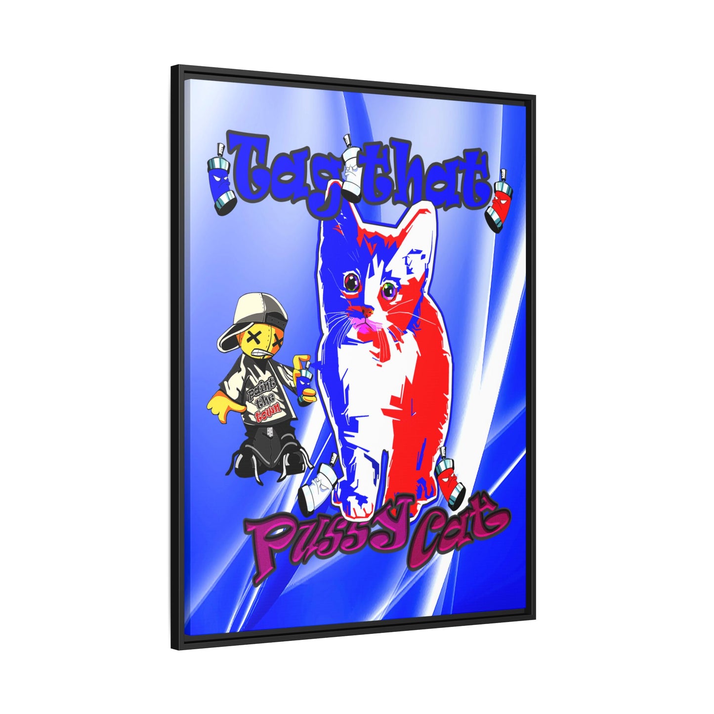 tag that - framed canvas art (blue-white wave)