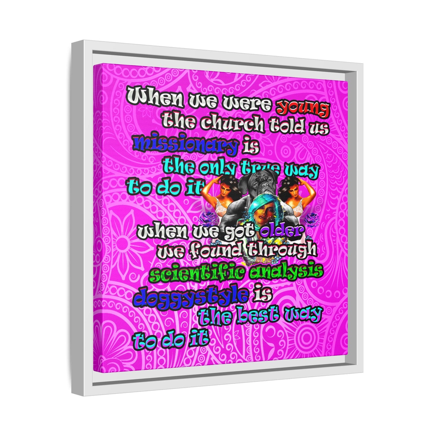 doggystyle - framed canvas art (pink swirl)
