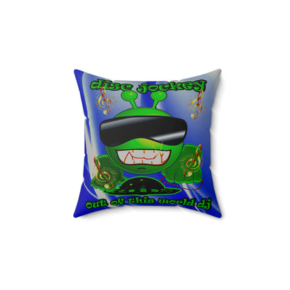 disc jockey - Faux Suede Square Pillow - (blue-white wave)