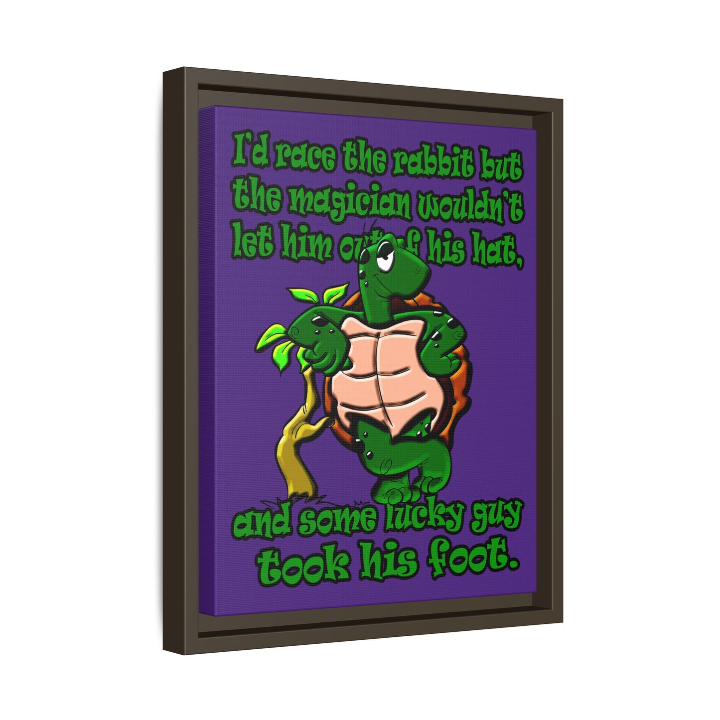 turtle race - framed canvas art (purple)