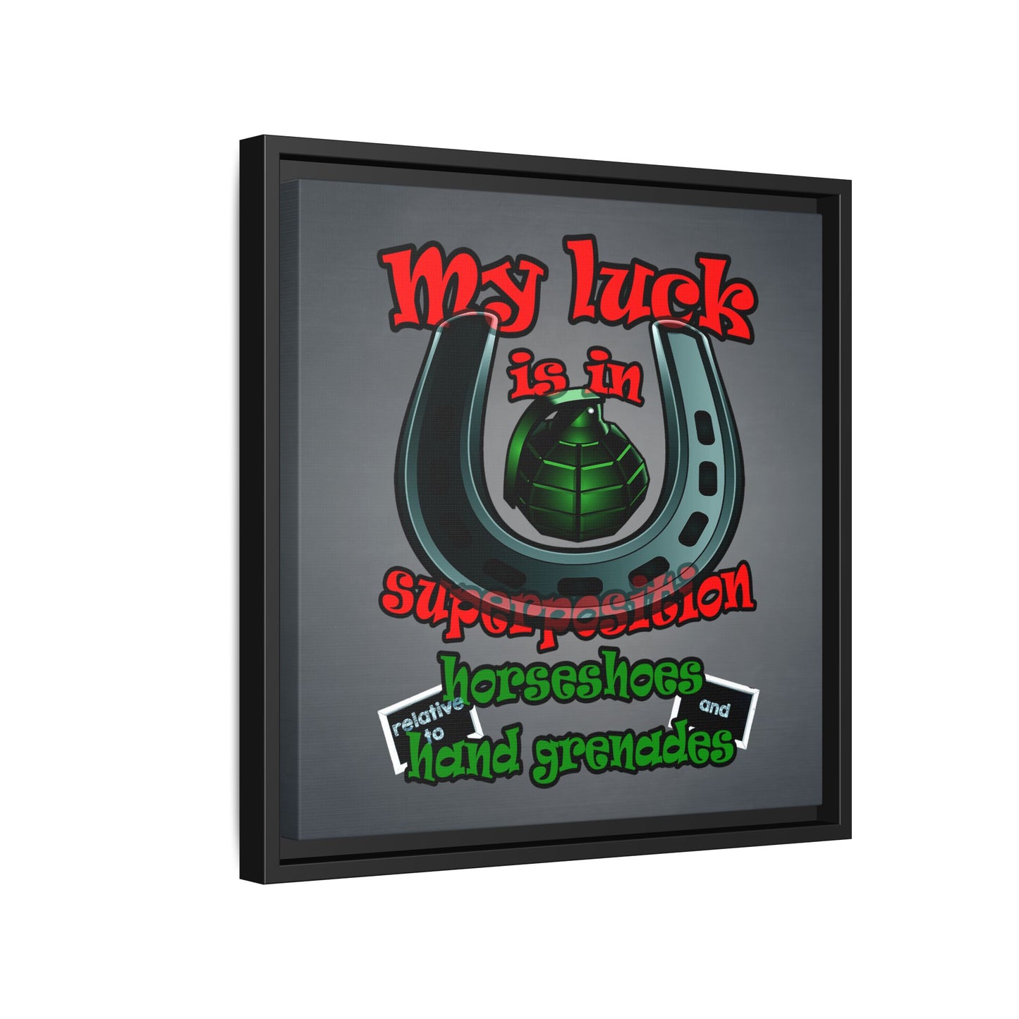 my luck - framed canvas art (grey-light grey)