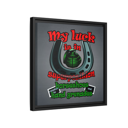 my luck - framed canvas art (grey-light grey)