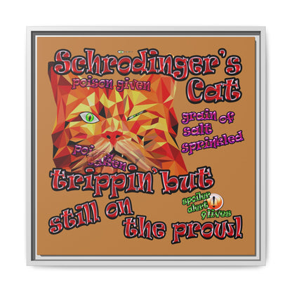 schrodinger's cat - framed canvas art (light brown)