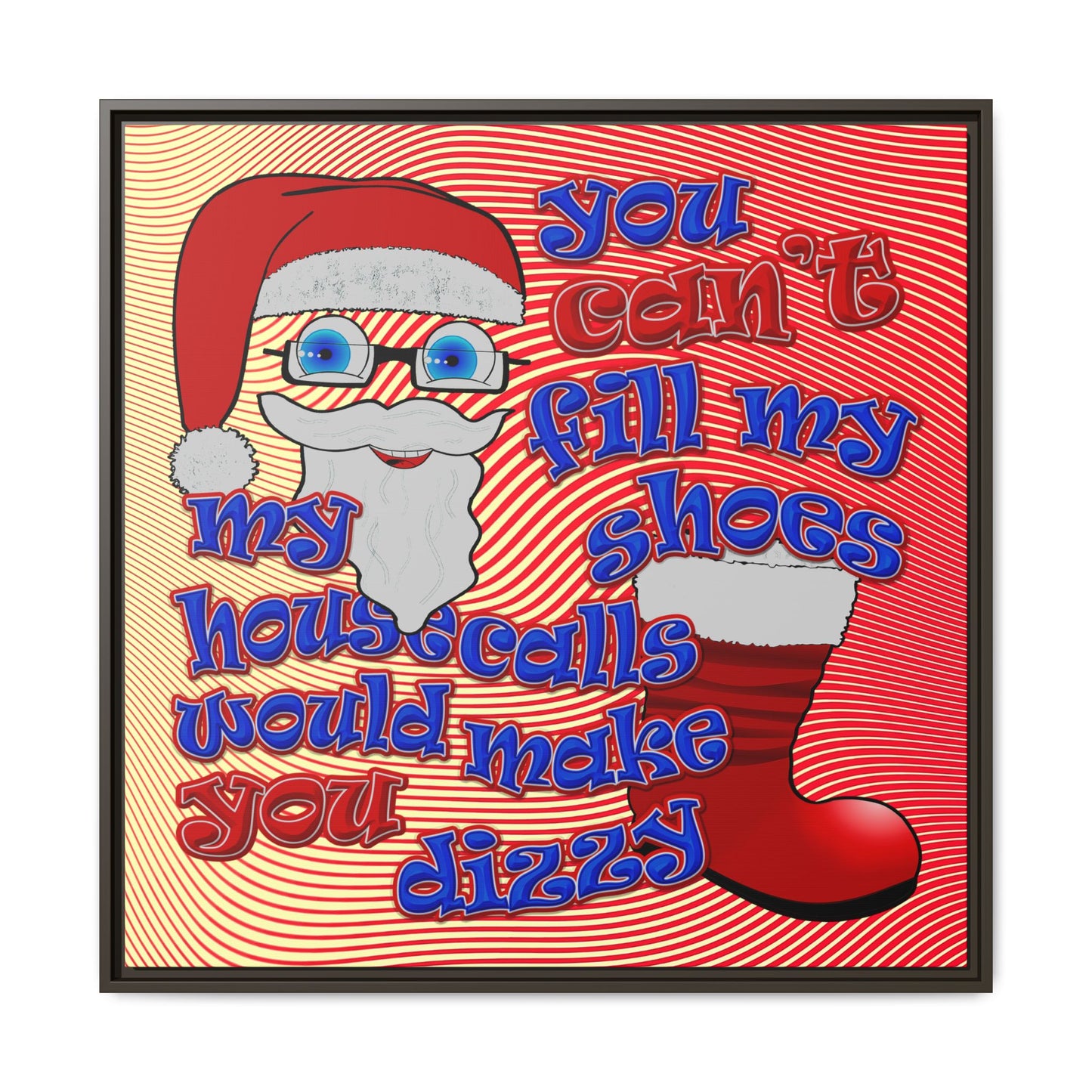 santa's shoes - framed canvas art (yellow-orange wave)