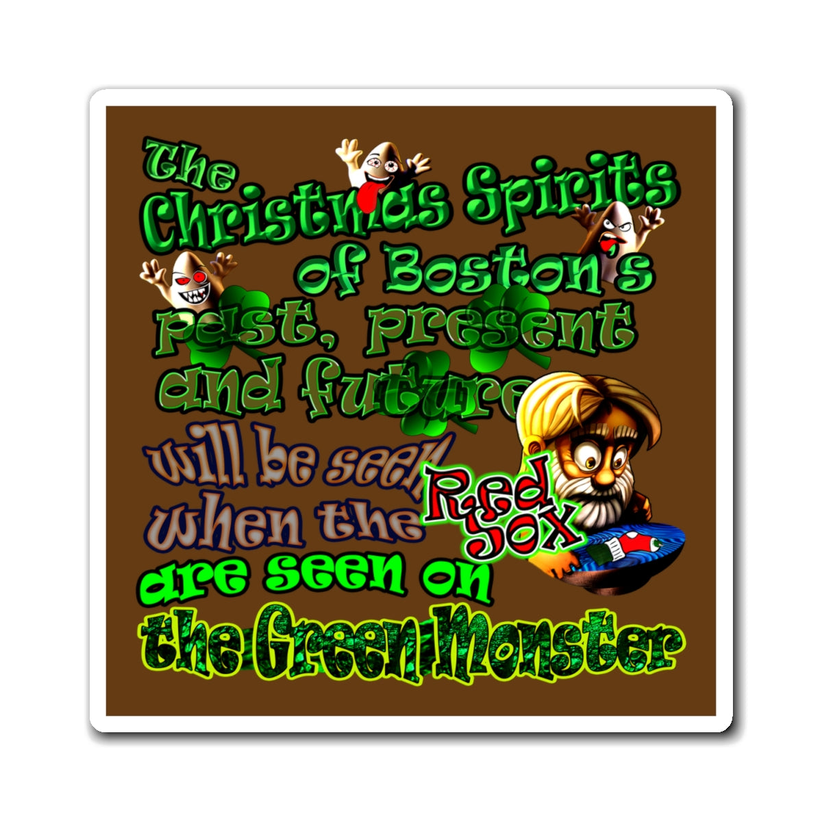 christmas spirits of boston - Magnets - (brown)