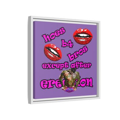 hoes b4 bros - framed canvas art (light purple)
