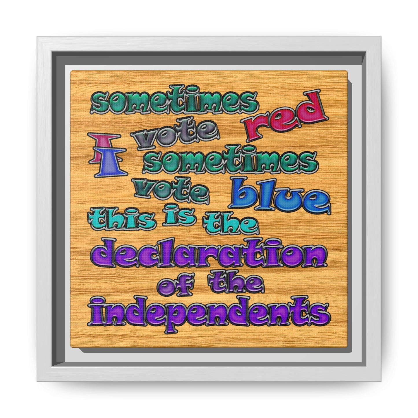 declaration of the independents - framed canvas art (butterscotch wood finish)