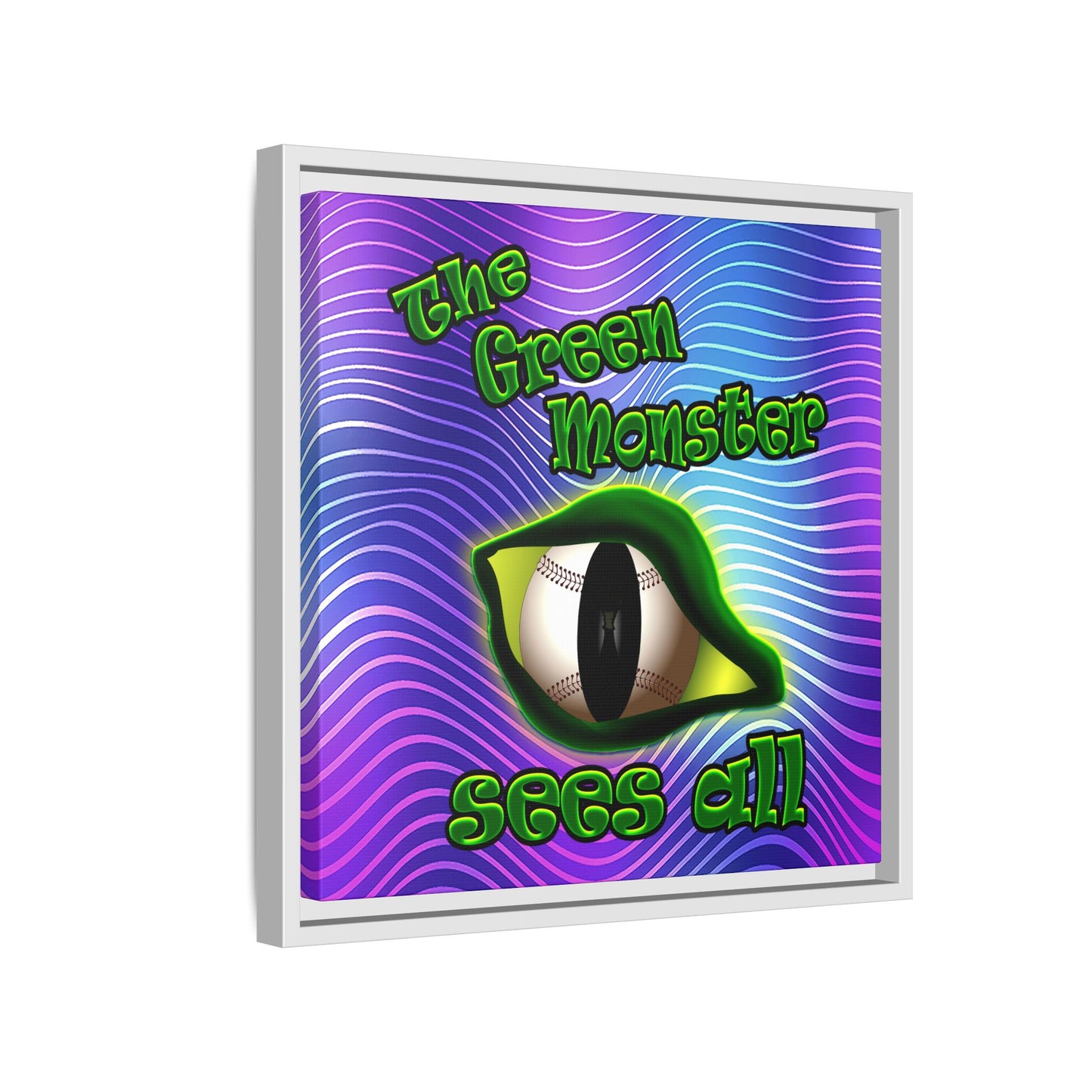 green monster - framed canvas art (purple wave)