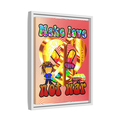 love peace - framed canvas art (yellow-orange wave)