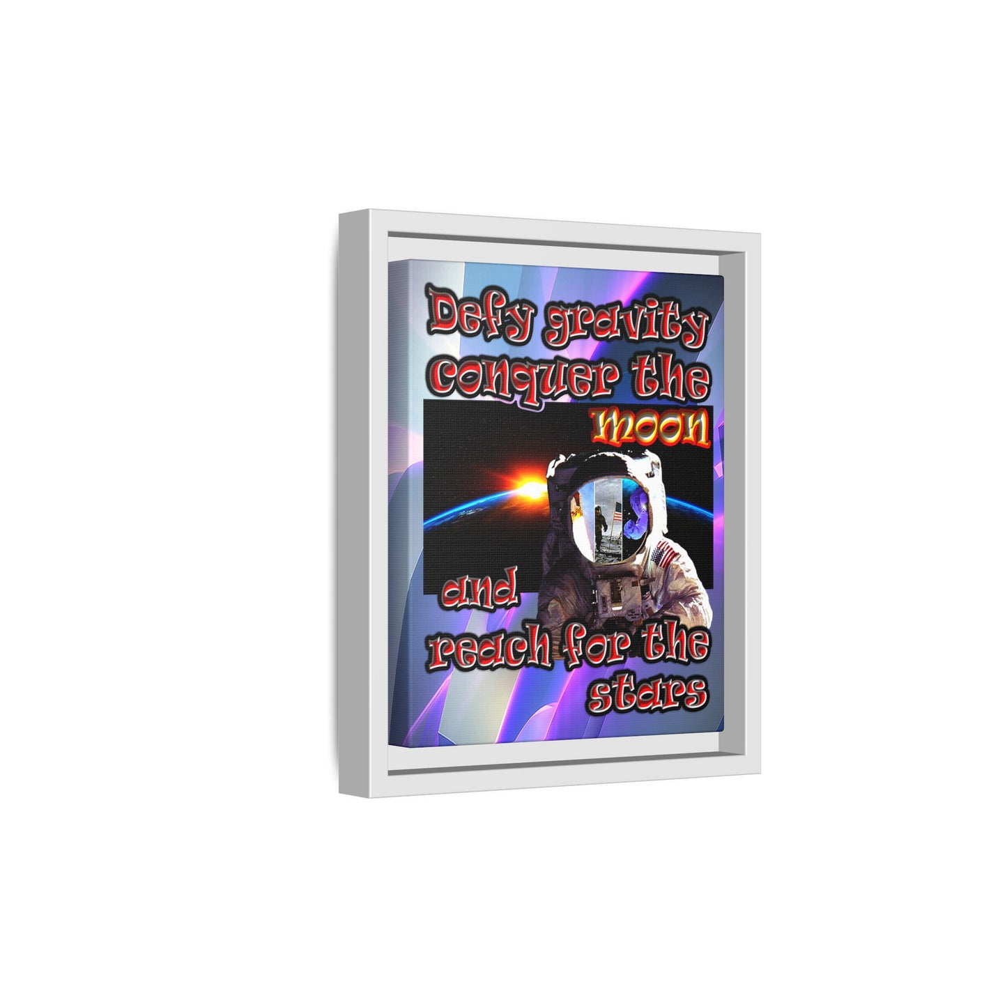 defy conquer reach - framed canvas art (grey-pink wave)