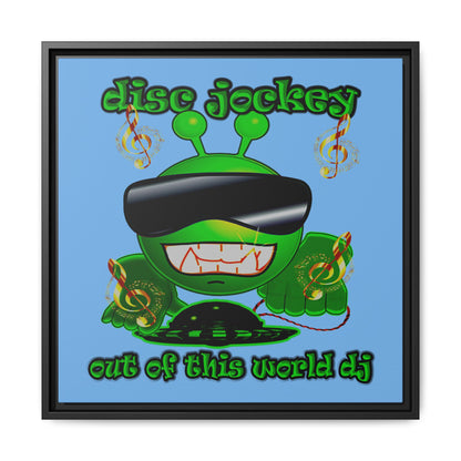 disc jockey - framed canvas art (light blue)