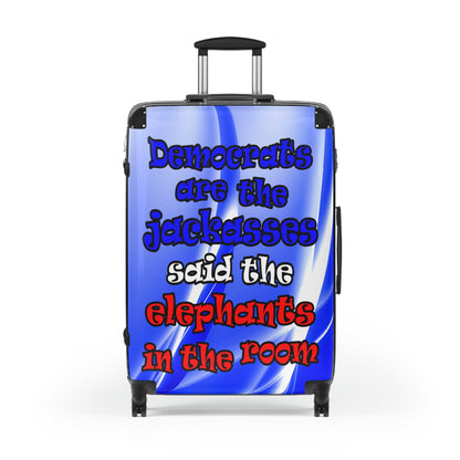 donkeys and elephants - Suitcase (blue-white wave)