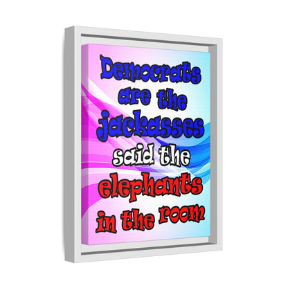 donkeys and elephants - framed canvas art (light blue-pink wave)