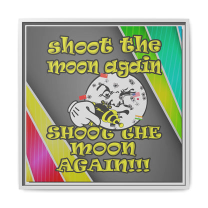 shoot the moon again - framed canvas art (rainbow split)
