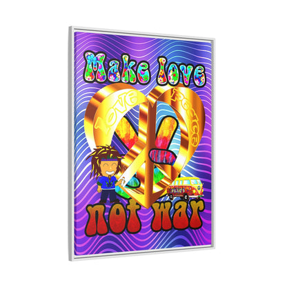love peace - framed canvas art (purple wave)