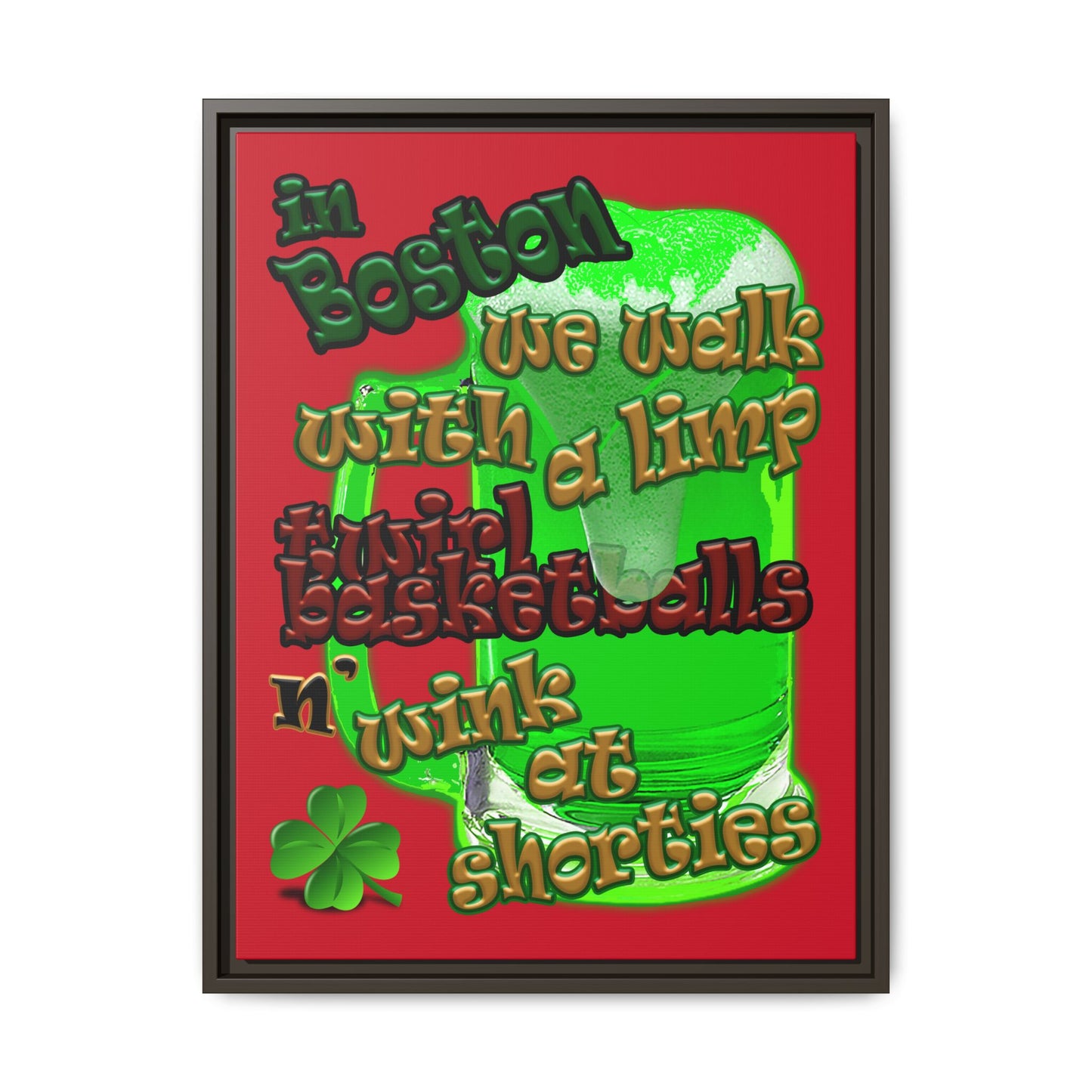 celtics logo - framed canvas art (dark red)