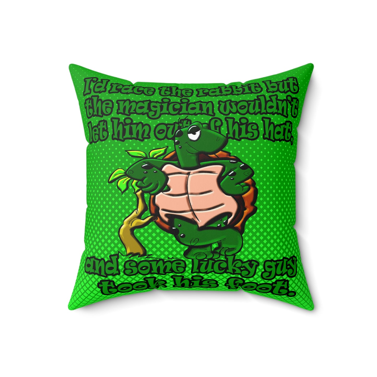 turtle race - Spun Polyester Square Pillow - (logo green)
