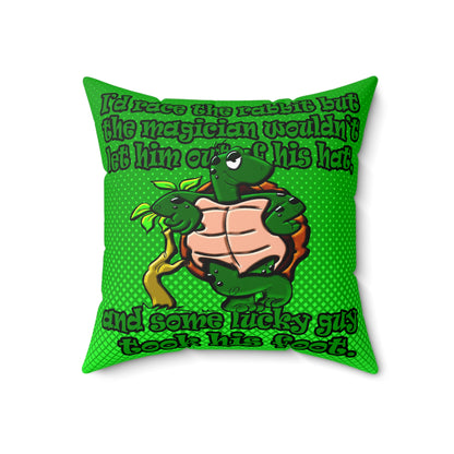 turtle race - Spun Polyester Square Pillow - (logo green)
