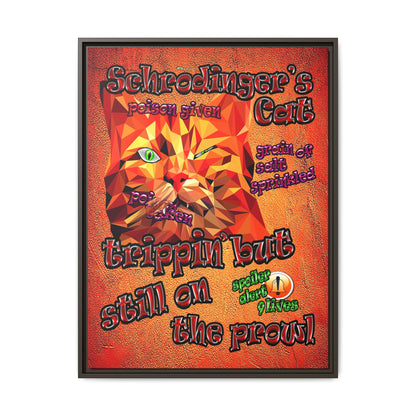 schrodinger's cat - framed canvas art (burnt orange)