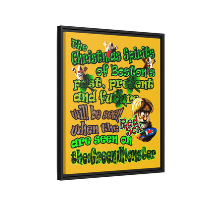 christmas spirits of boston - framed canvas art (yellow)