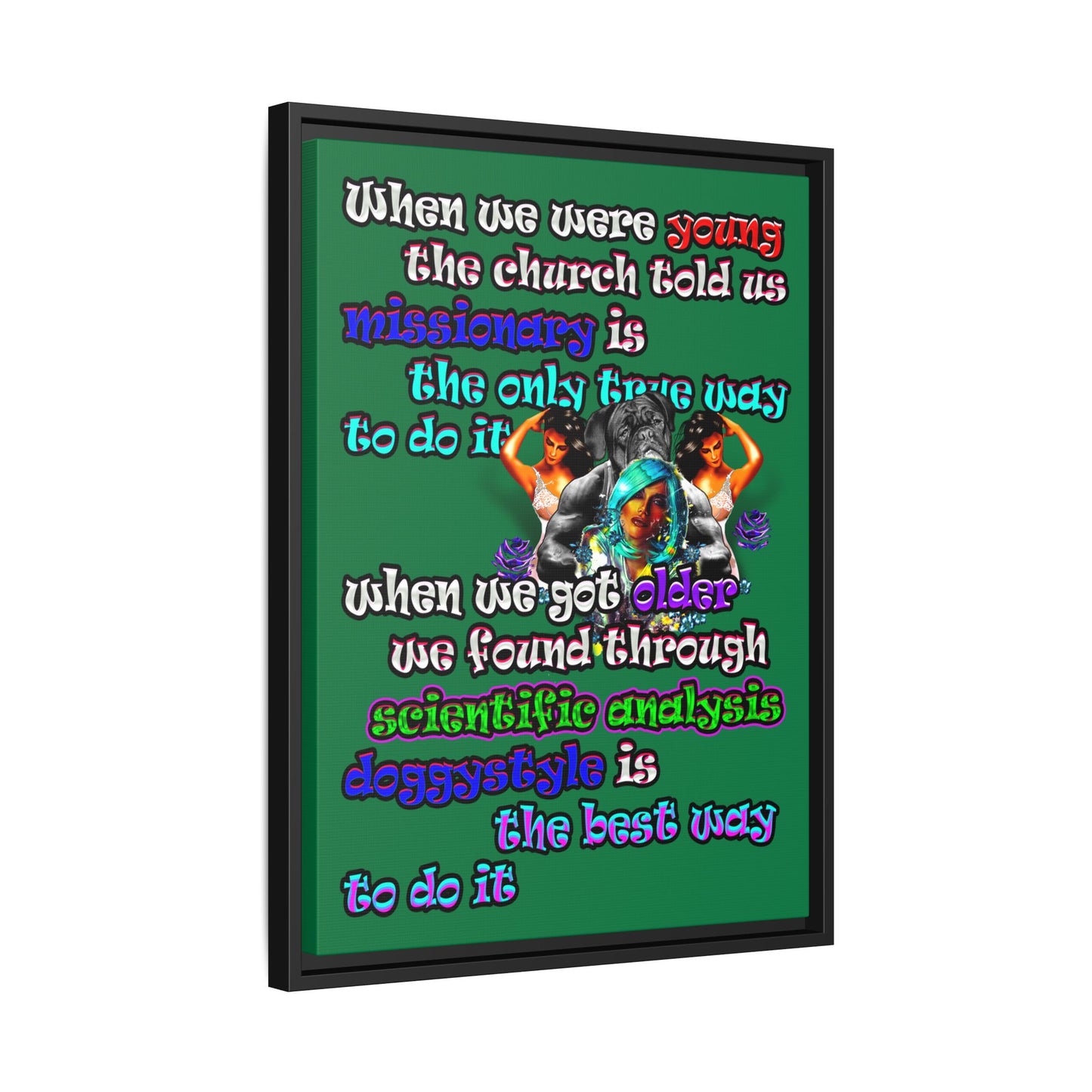 doggystyle - framed canvas art (dark green)