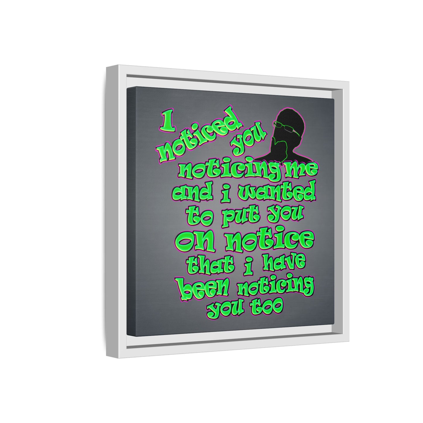 noticed you noticing - framed canvas art (grey-light grey)