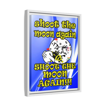 shoot the moon again - framed canvas art (blue-white wave)