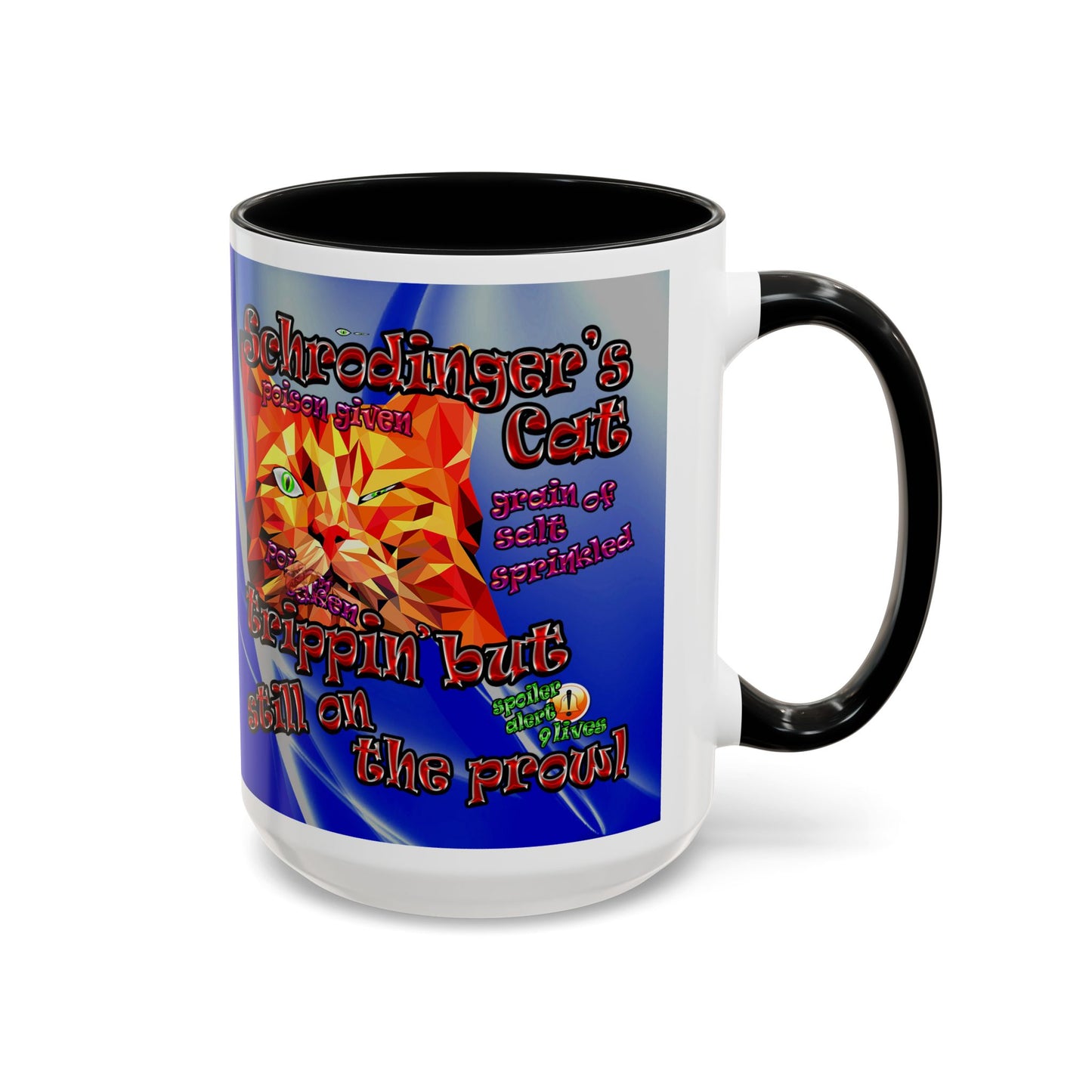 schrodinger's cat - Accent Mug (blue-white wave)