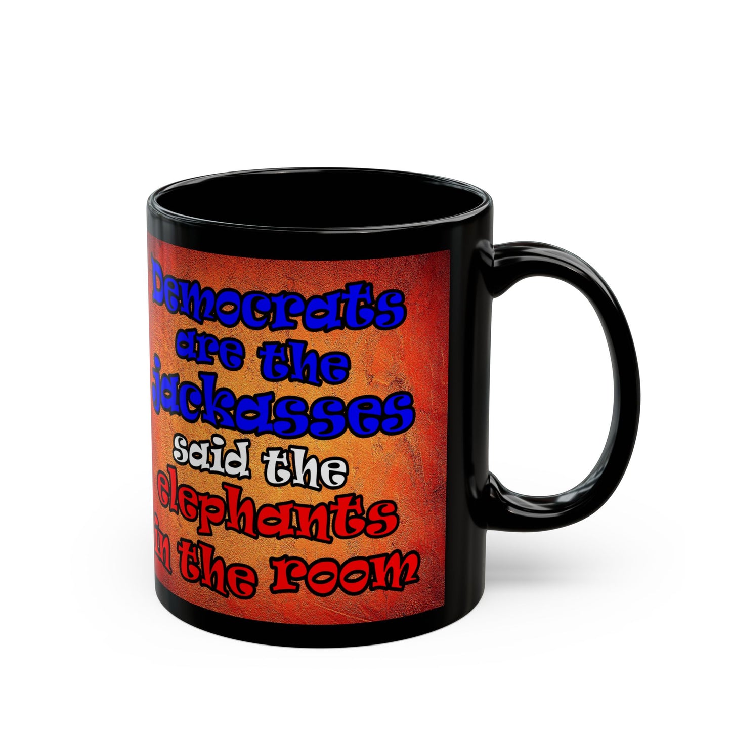 donkeys and elephants - Black Mug (burnt orange)