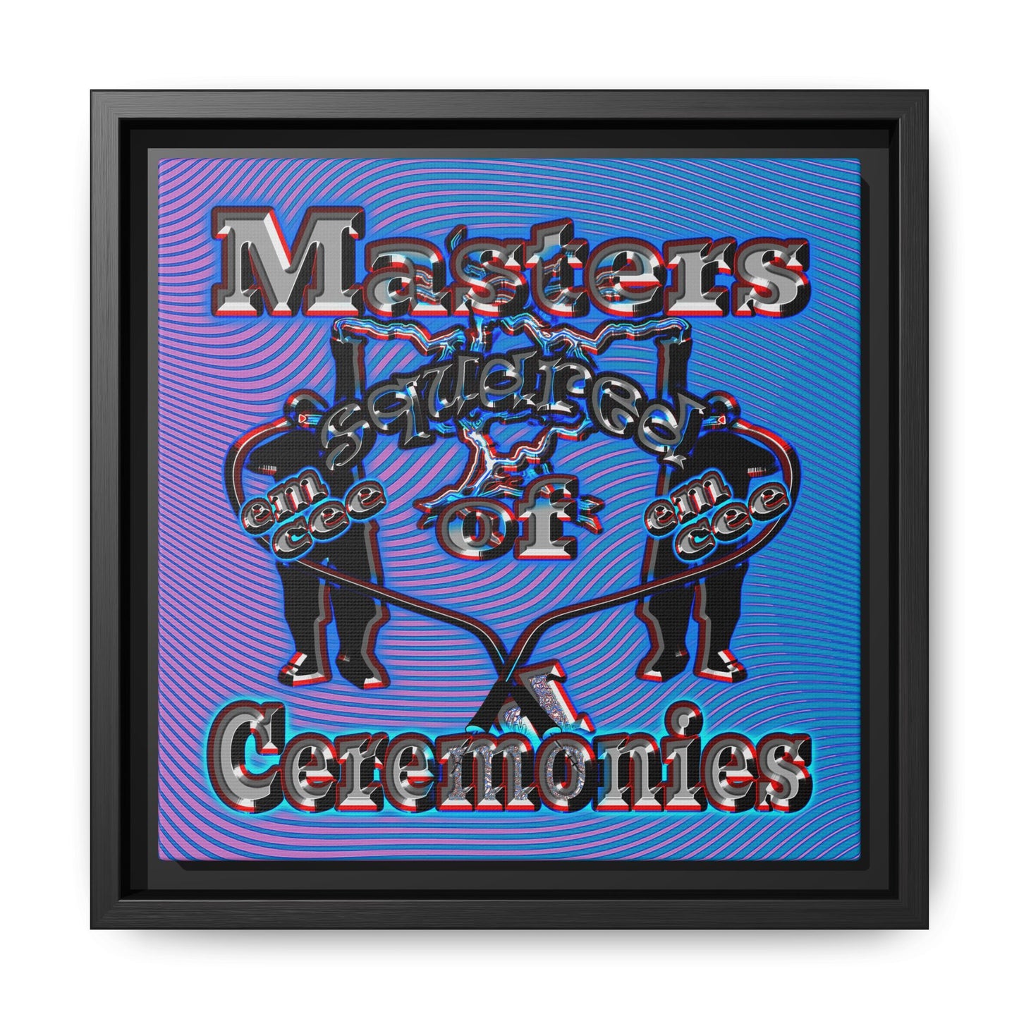 em cee squared - framed canvas art (light blue-purple wave)